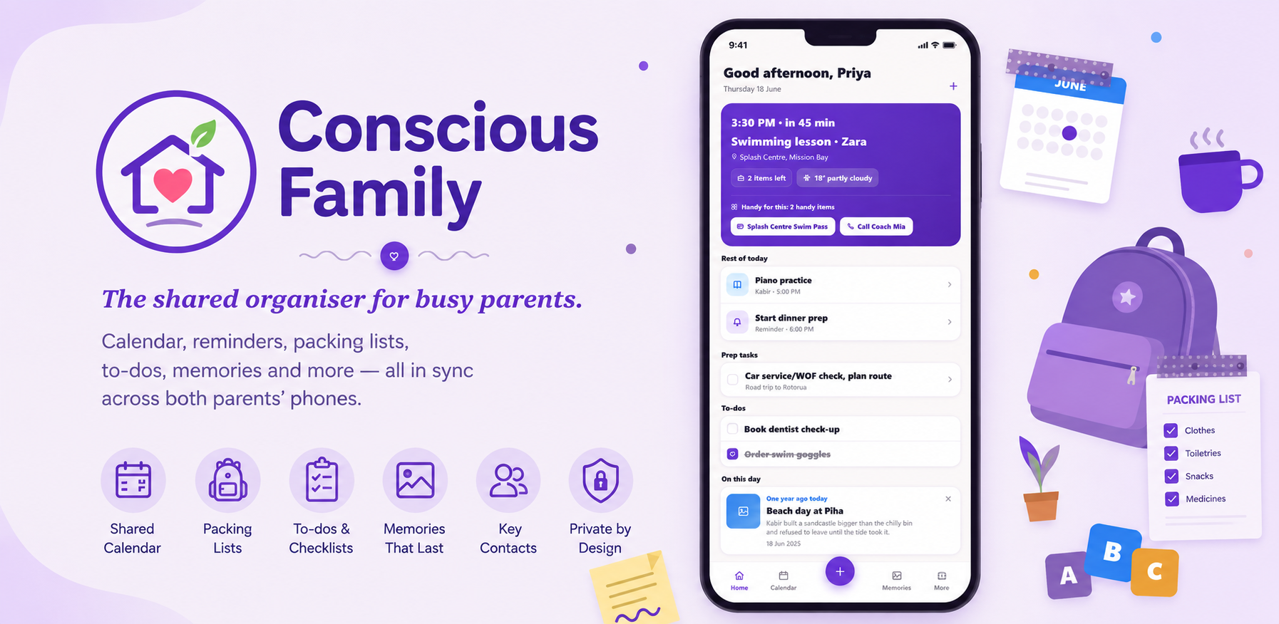 Conscious Family — the shared organiser for busy parents